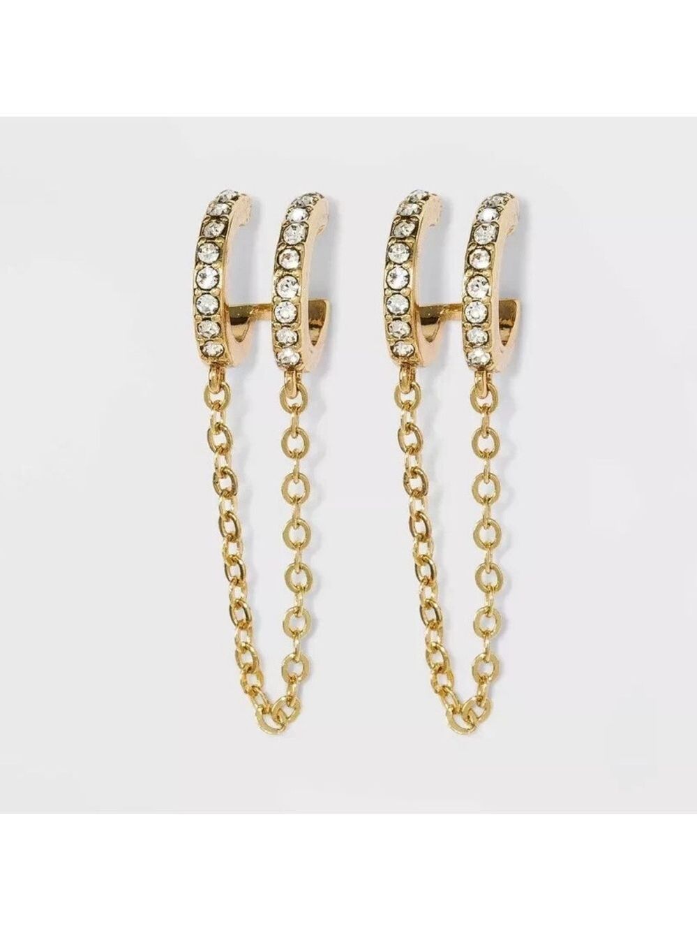 SUGARFIX by BaubleBar Double Hoop Stud Earrings with Chain 2391